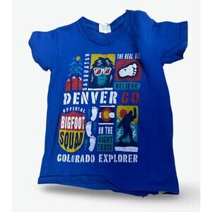 Denver Colorado Bigfoot Shirt Toddler 3T Blue Graphic Tee